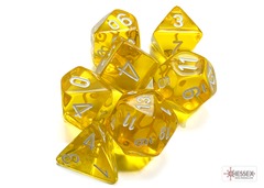 Translucent Yellow / White 7 Dice Set CHX 23072